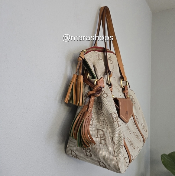 Dooney Bourke Smith Bag Canvas DB Logo Florentine Tote - Picture 5 of 8